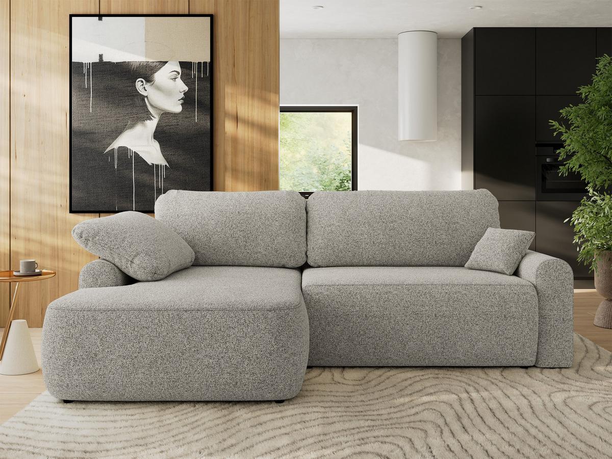 ECKSCHLAFSOFA CUBO L Hellgrau Struktur - links - Hellgrau/Schwarz, Kunststoff/Textil (273/187cm) - MKS