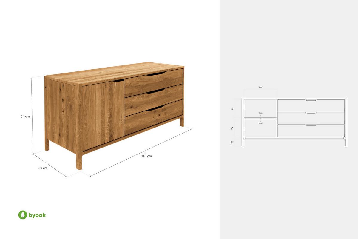 KOMMODE PAUL Kernbuche - Kernbuche, Holz (140/64/50cm) - byoak