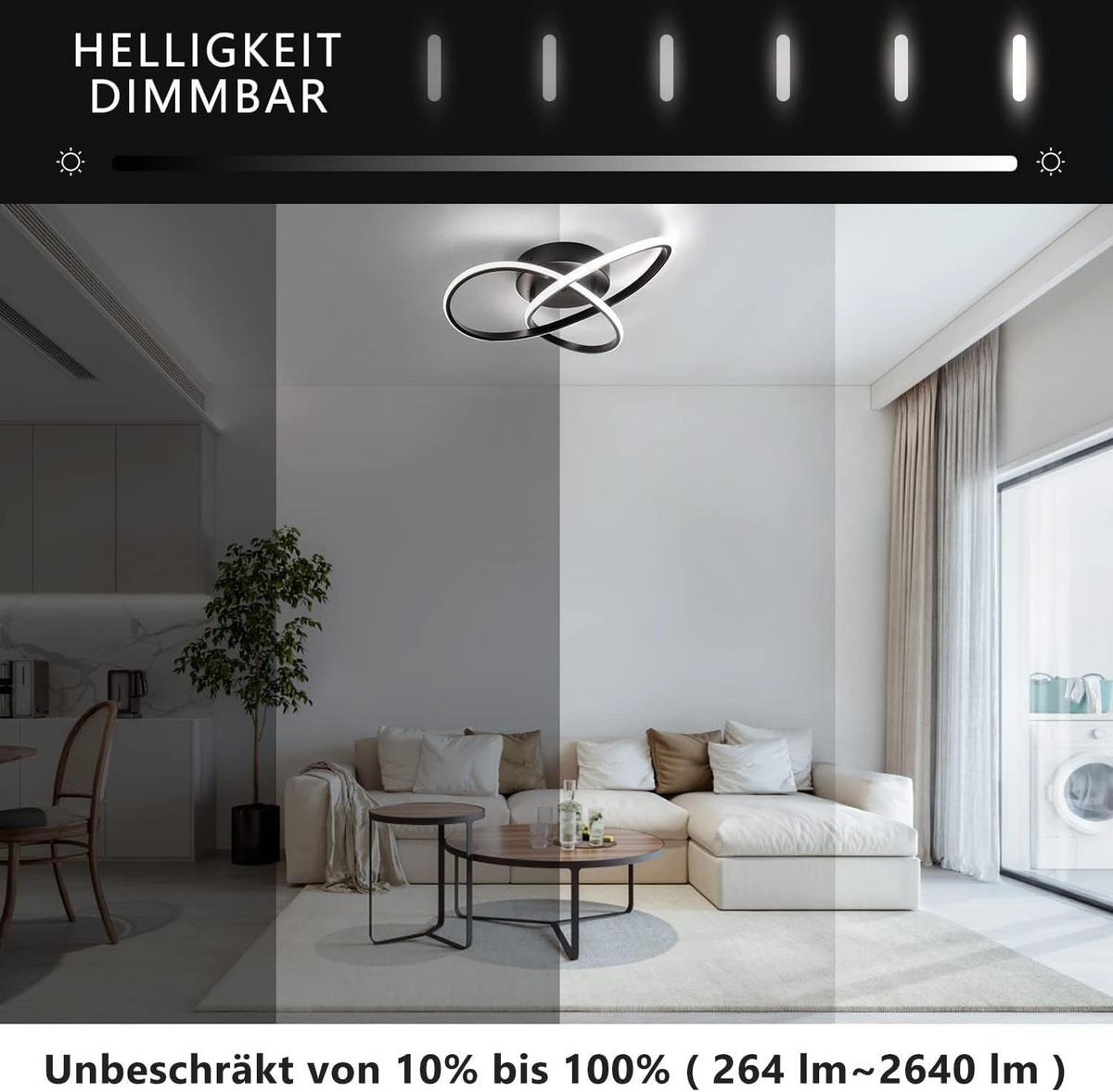 LED-DECKENLEUCHTE Möbius 40/40/14 cm - Schwarz, Kunststoff (40/40/14cm) - Nettlife