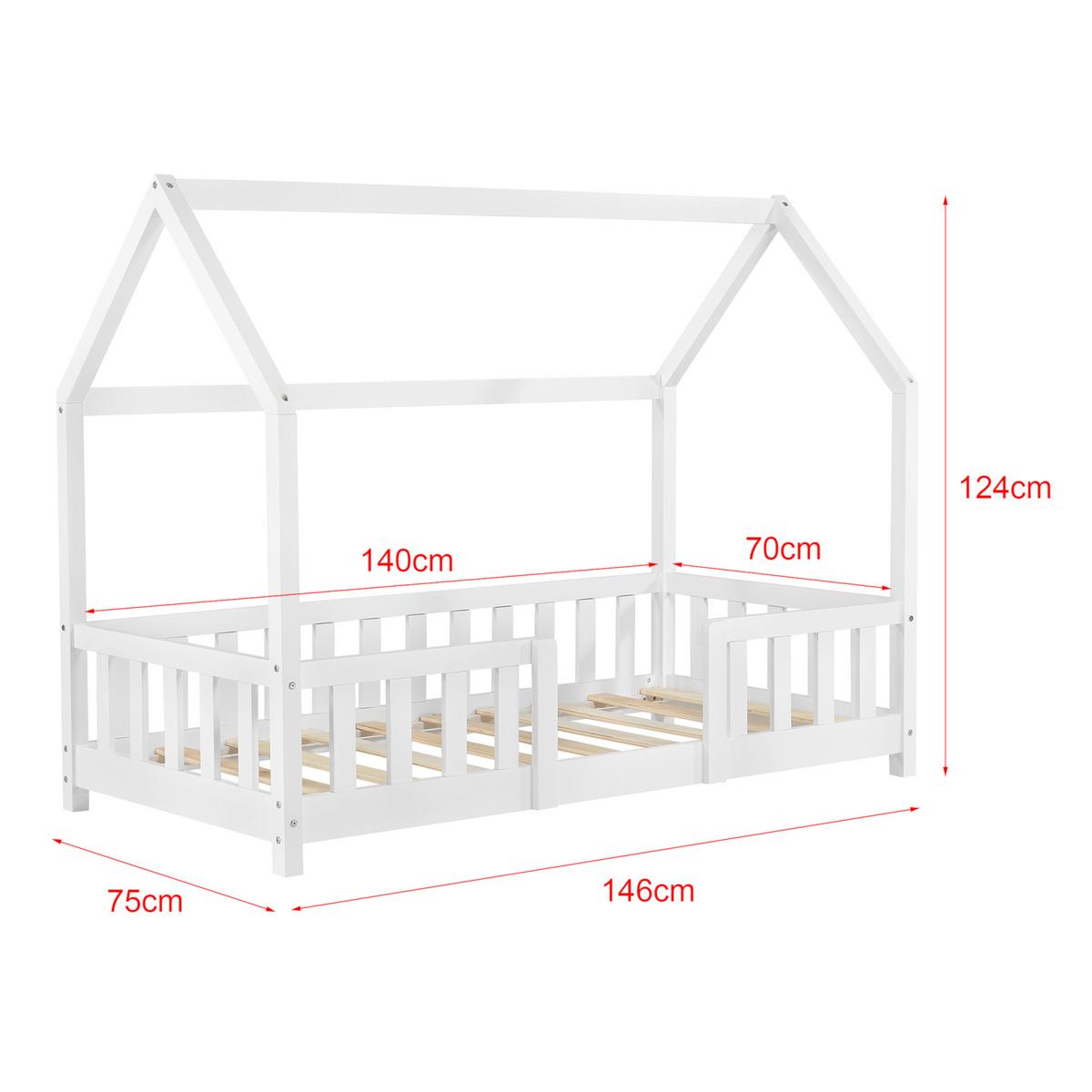 HAUSBETT Sisimiut - Weiß, Holz (70/140cm) - [en.casa]