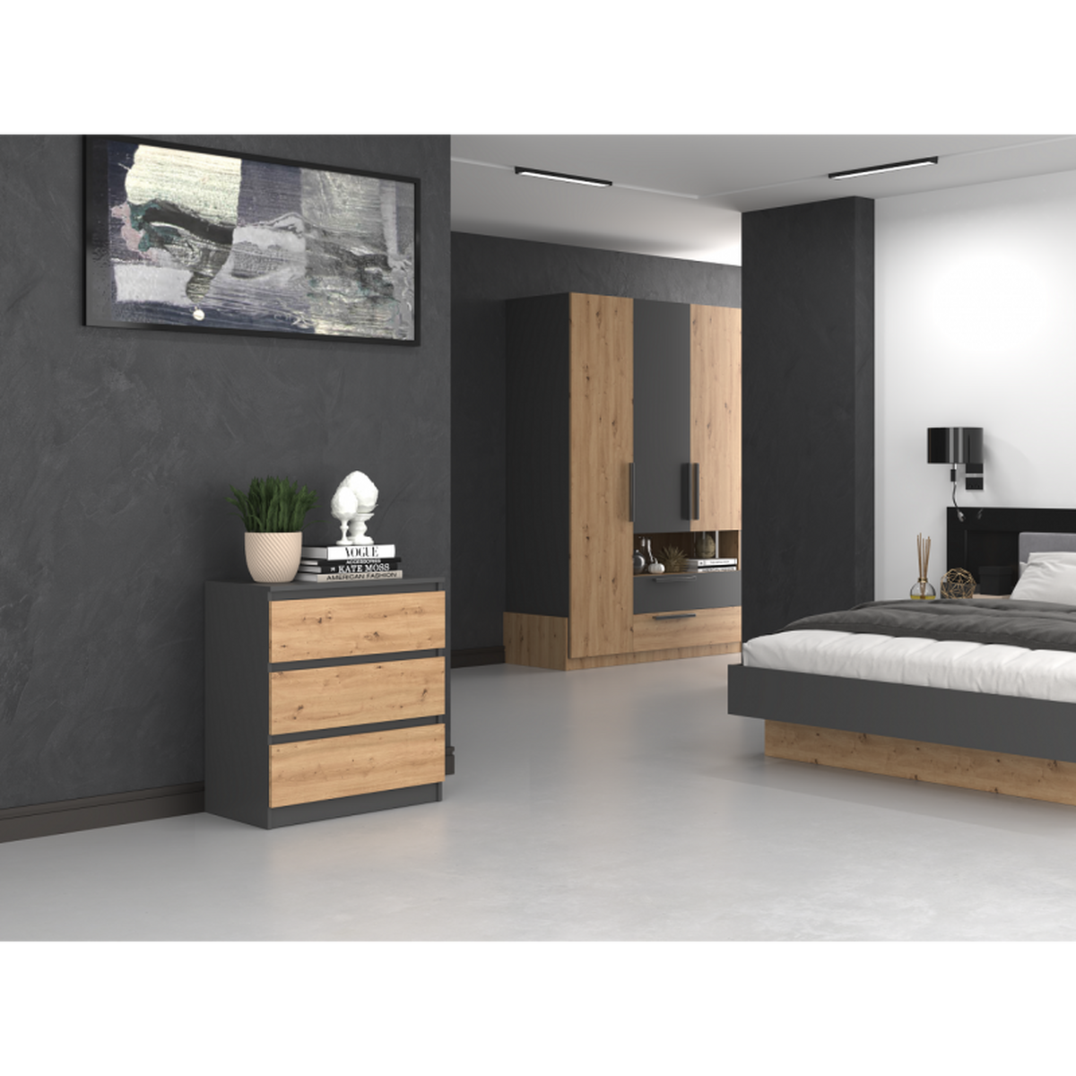 KOMMODE Anthrazit, Artisan 70/75/40 - Anthrazit, Holzwerkstoff (70/75/40cm) - RAUMHIRSCH FURNITURE