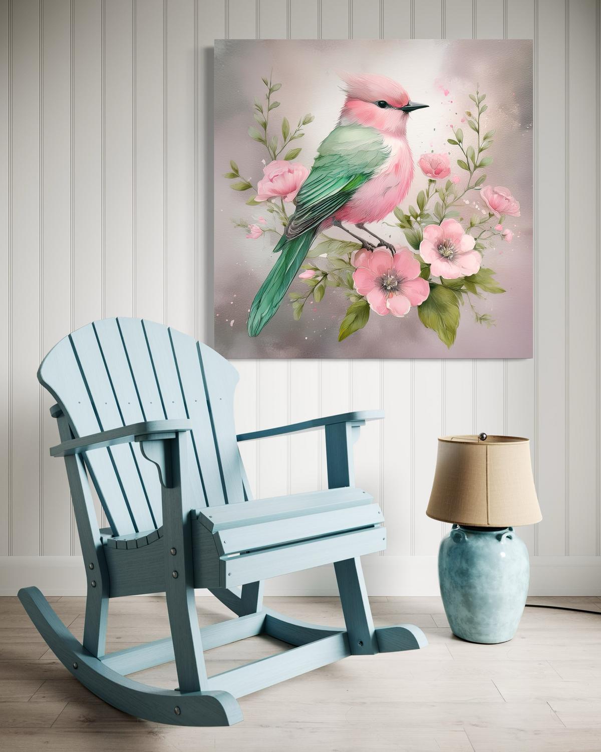 WANDBILD tiere shabby chic vogel - Pink, Textil (40/40cm) - Feeby