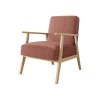 SESSEL Retro Cord - Rosa/Naturfarben, Holz/Textil (59/76/67cm) - MIRJAN24