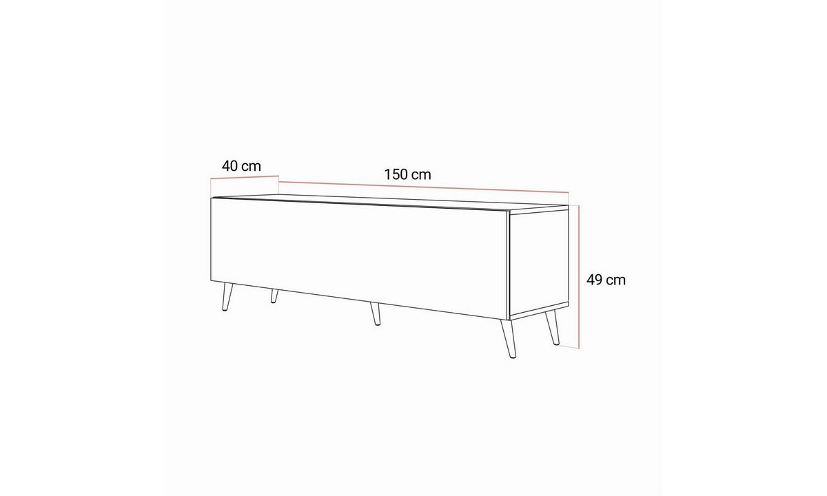 TV-SCHRANK COLGANTE 150/40/49 cm schräge schwarze Füße mit LED-Beleuchtung Kaschmir - Kaschmir/Schwarz, Holzwerkstoff (150/49/40cm) - Lookway