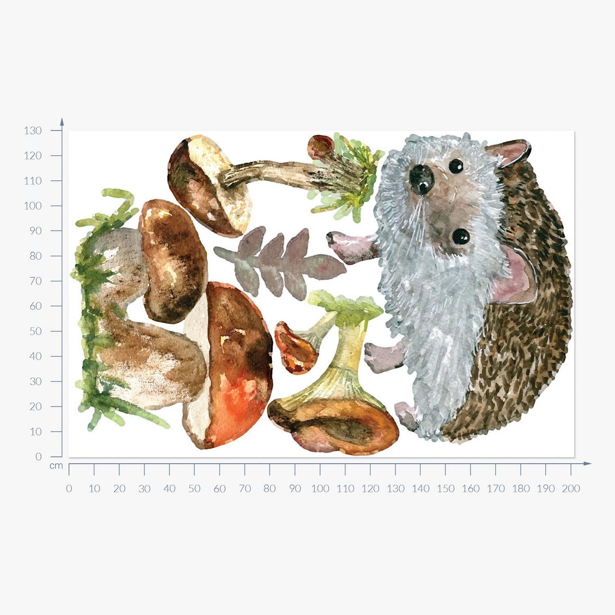WANDAUFKLEBER 130x201cm - Waldigel - Multicolor, Kunststoff (130/201/0.1cm) - Wallfluent