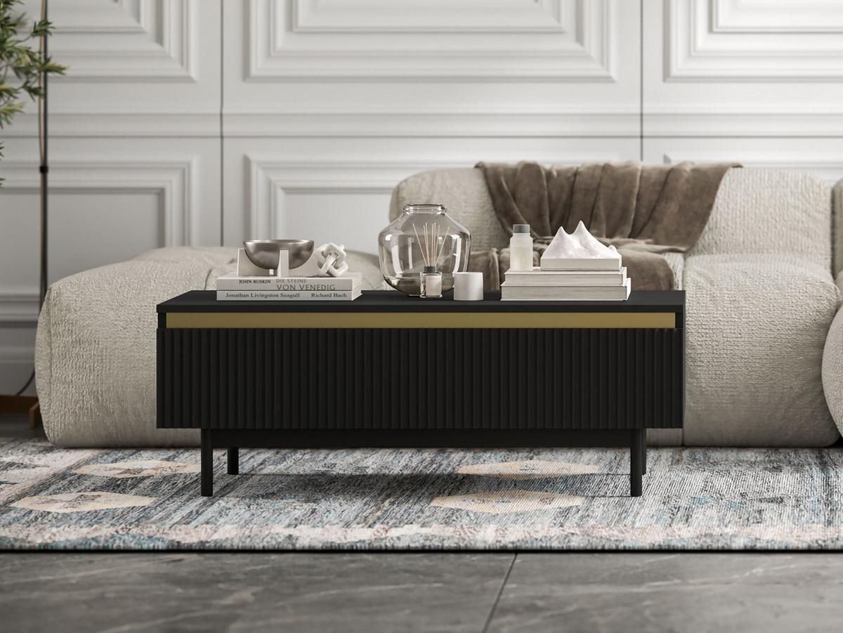 COUCHTISCH Selene Schwarz matt 109 cm mit Metallrahmen - Schwarz, Holzwerkstoff/Metall (50/109/39cm) - Meble Lindner