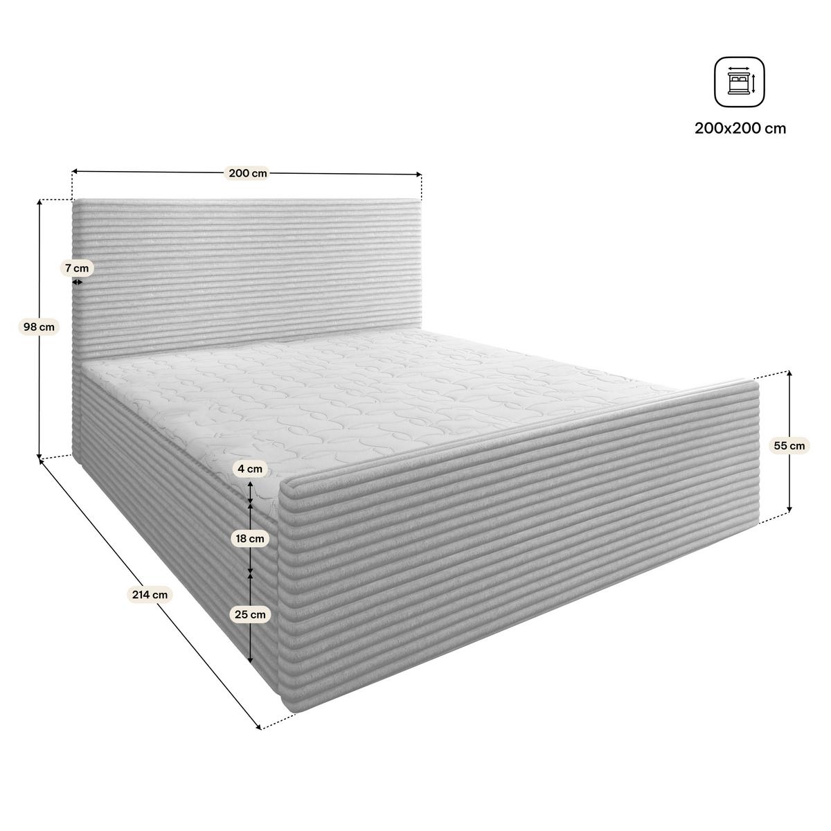 BOXBETT BRENTO 200x200 cm mit Matratze und Topper, H2+H3 - Braun - Braun, Holz (200/200cm) - MASSENO
