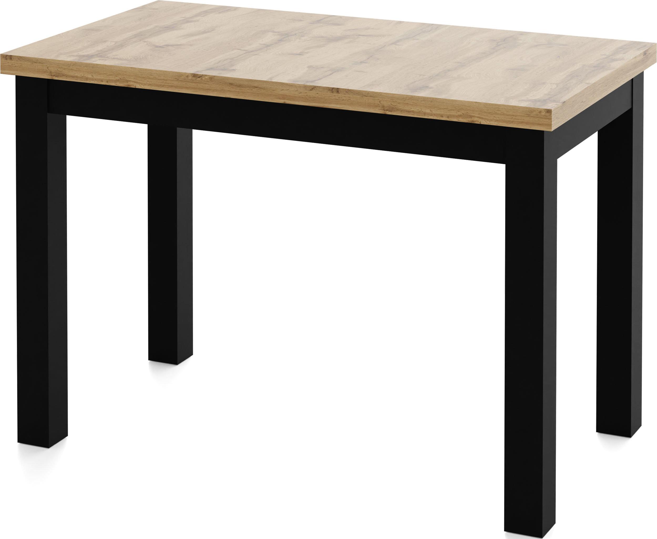 ESSTISCH Arden rechteckig, Eiche Hell Braun 100/60/73 cm - Eiche Wotan/Schwarz, Holz/Holzwerkstoff (60/100/73cm) - WFL GROUP