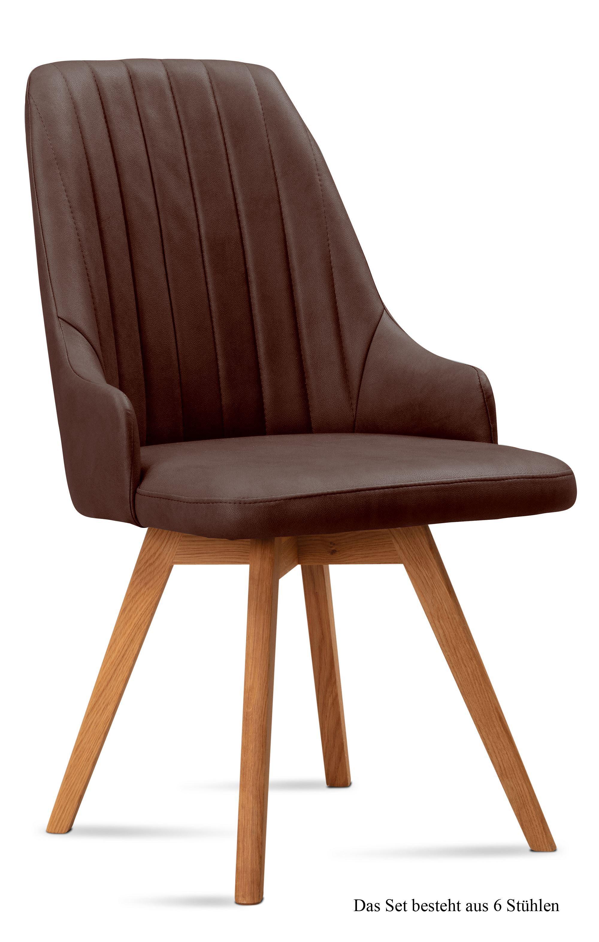 ESSZIMMERSTUHL (6er-Set) Domka 52x91x60 Eiche geölt/Braun - Eichefarben/Braun, Kunststoff (60/91/52cm) - 58aufmkessel