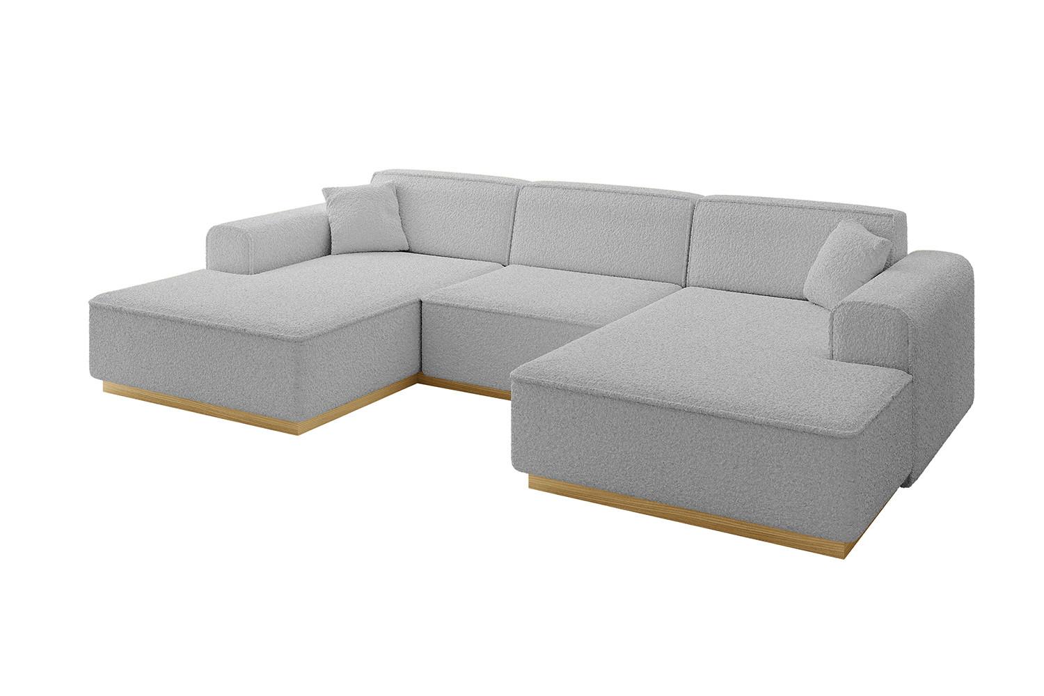 WOHNLANDSCHAFT IREA-U1-v2 - 301x165x80 cm Hellgrau - Hellgrau, Holzwerkstoff/Textil (301/80/165cm) - ALTDECOR