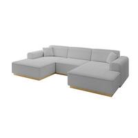 WOHNLANDSCHAFT IREA-U1-v2 - 301x165x80 cm Hellgrau - Hellgrau, Holzwerkstoff/Textil (301/80/165cm) - ALTDECOR