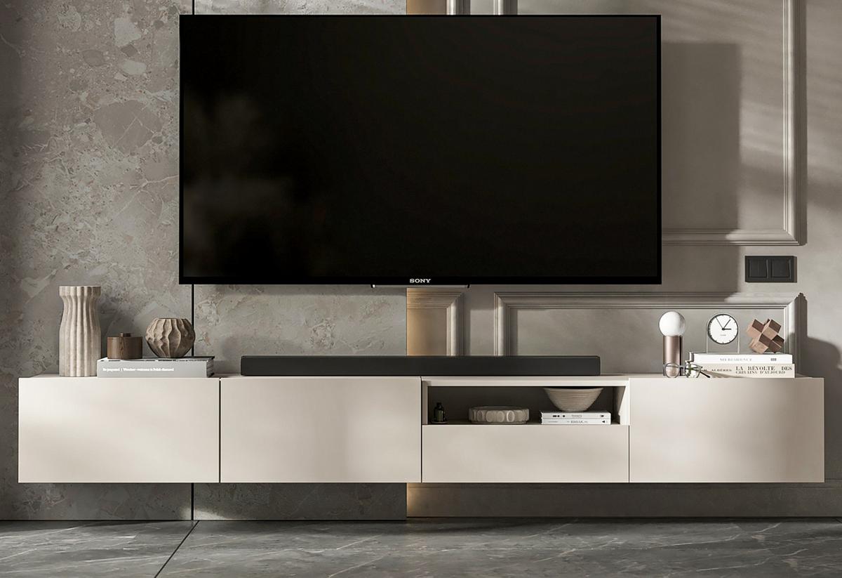 TV-LOWBOARD 2-er Set Enjoy Kaschmir Matt Schublade 120 cm - Kaschmir, Holzwerkstoff (240/30/35cm) - Meble Lindner