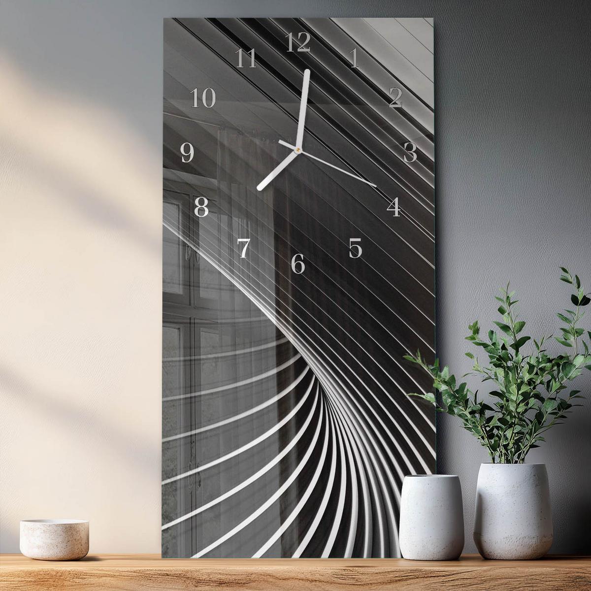 WANDUHR aus Glas 30x60 cm - Abstraktion - Schwarz, Glas (30/60/0.4cm) - TULUP