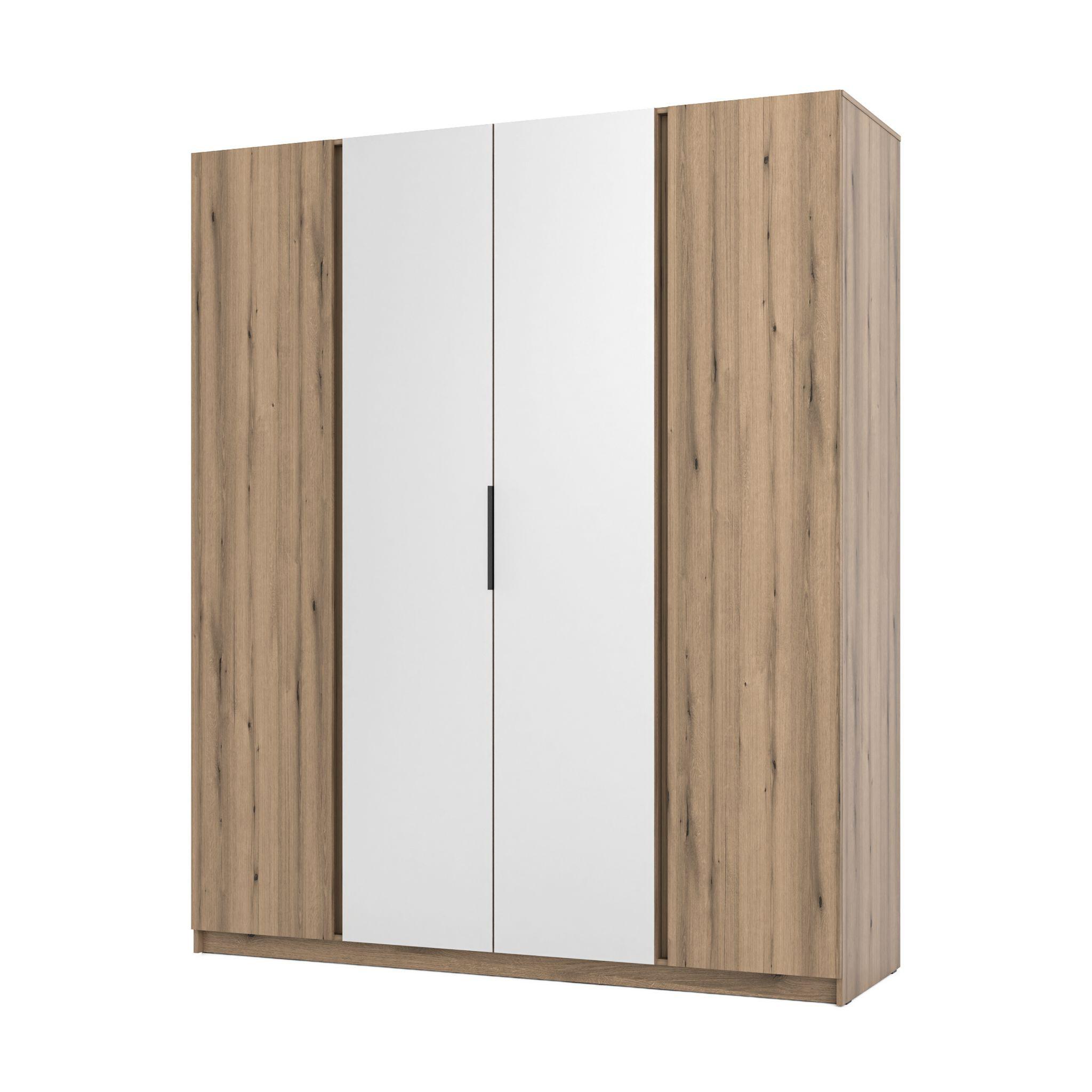 DREHTÜRENSCHRANK CAGLIARI 200/239/61,9cm 4-türig mit Spiegel Goldfarben - Goldfarben, Holzwerkstoff (200/239/61.9cm) - MASSENO