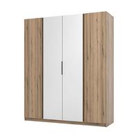 DREHTÜRENSCHRANK CAGLIARI 200/239/61,9cm 4-türig mit Spiegel Goldfarben - Goldfarben, Holzwerkstoff (200/239/61.9cm) - MASSENO