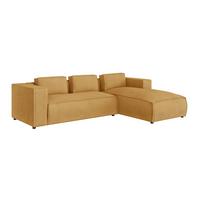 ECKSOFA Nova Honig Cord, Ottomane rechts - Schwarz/Honig, Holz/Kunststoff (262/176cm) - S-Style Möbel