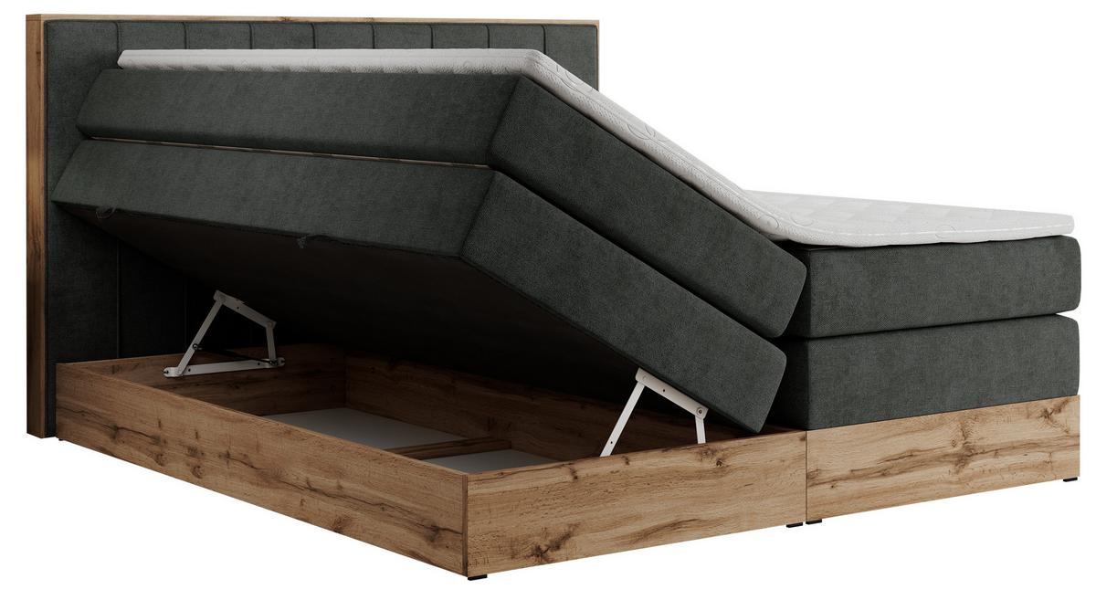 BOXSPRINGBETT BELLISSIMO KING 140/200 Dunkelgrau Struktur - H3 - Dunkelgrau, Holz/Textil (140/200cm) - MKS