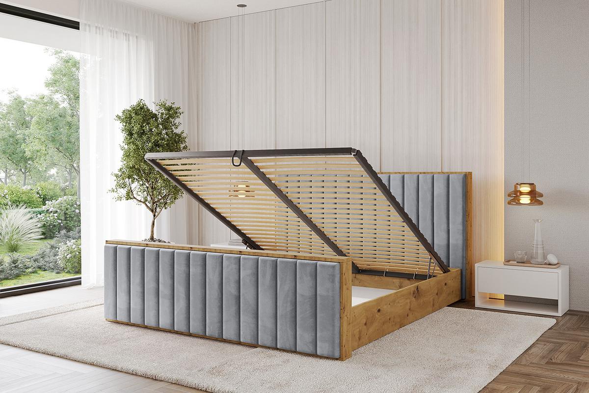 POLSTERBETT mit Bettkasten, Fußteil und Lattenrost, Boxbett mit Matratze H3/H4 - ENZO4-Z 180x200 Grau - Grau, Holzwerkstoff/Textil (180/200cm) - ALTDECOR
