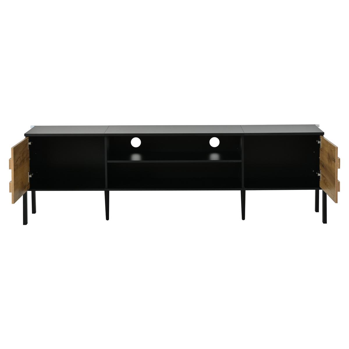 TV-LOWBOARD holzwerkstoff schwarz & holz-optik für tvs bis 70 zoll - Schwarz, Holzwerkstoff (175/53/39.5cm) - Urban Meuble