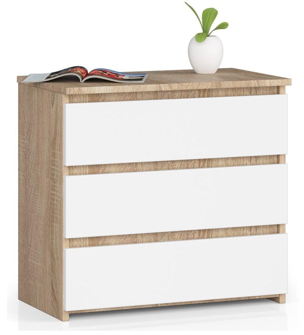 KOMMODE Eiche Sonoma, Weiß 57/60/35 - Weiß, Holzwerkstoff (60/57/35cm) - RAUMHIRSCH FURNITURE