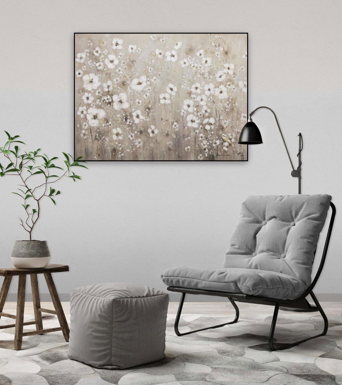 ACRYLBILD HANDGEMALT 100/75 cm - Weiß, Holz/Textil (100/75cm) - KUNSTLOFT
