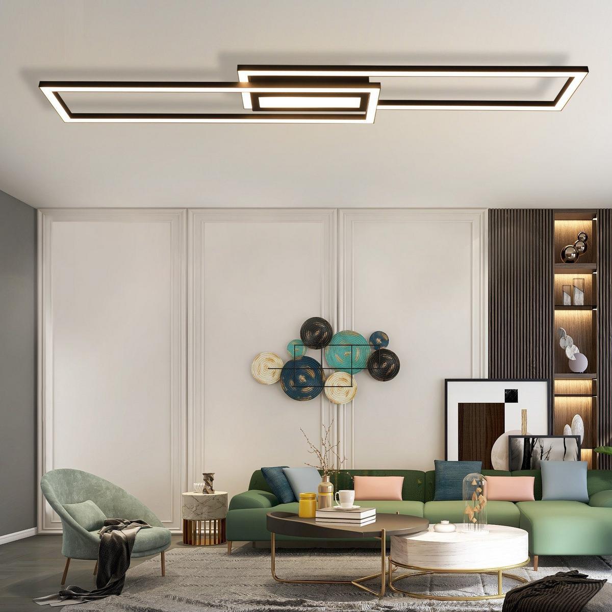 LED-DECKENLEUCHTE Falkenfluch Schwarz Metall 95/17.2/5 cm - Schwarz, Metall (95/17.2/5cm) - ZMH