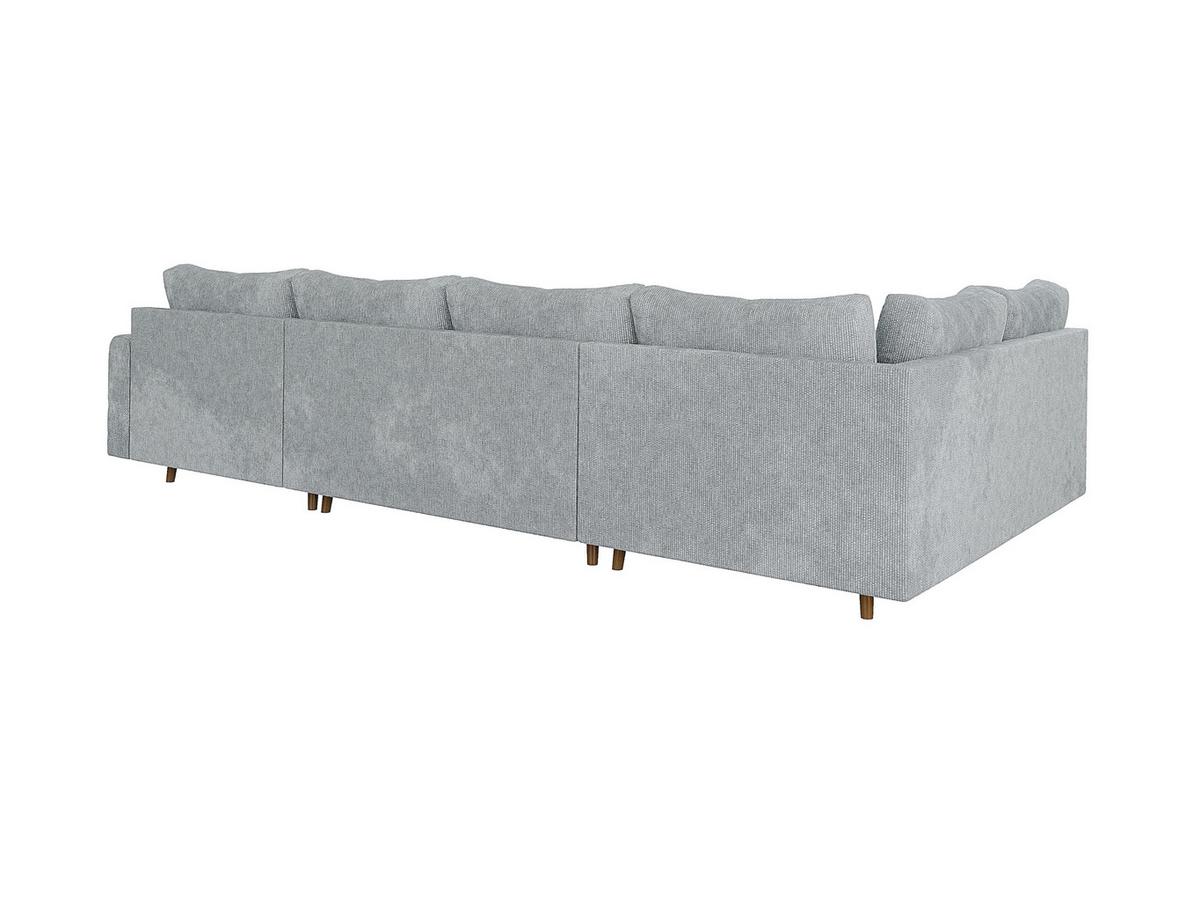 WOHNLANDSCHAFT Sigurd Hellgrau Chenille - Ottomane rechts - Hellgrau/Braun, Holz/Textil (310/81/161cm) - S-Style