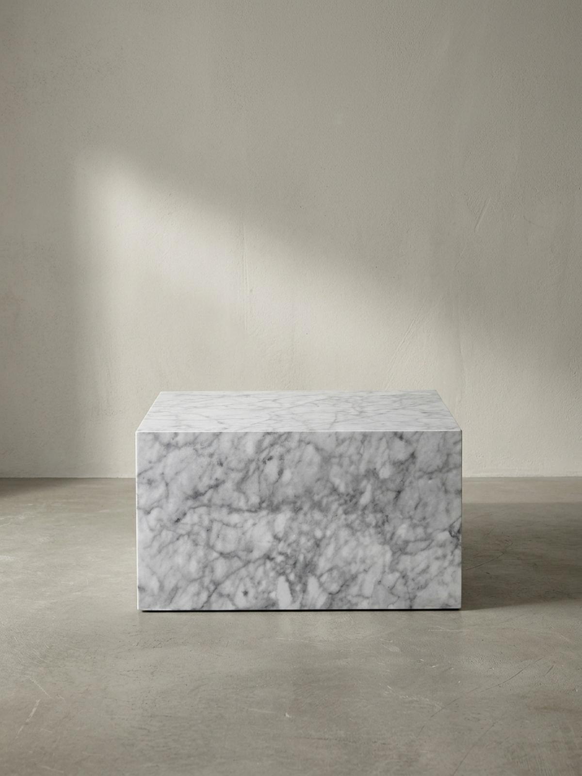 COUCHTISCH Weiß Hochglanz Marmor-Optik 60x30x60cm Quadratisch - Hellgrau/Weiß, Holzwerkstoff (60/60/30cm) - KADIMA DESIGN