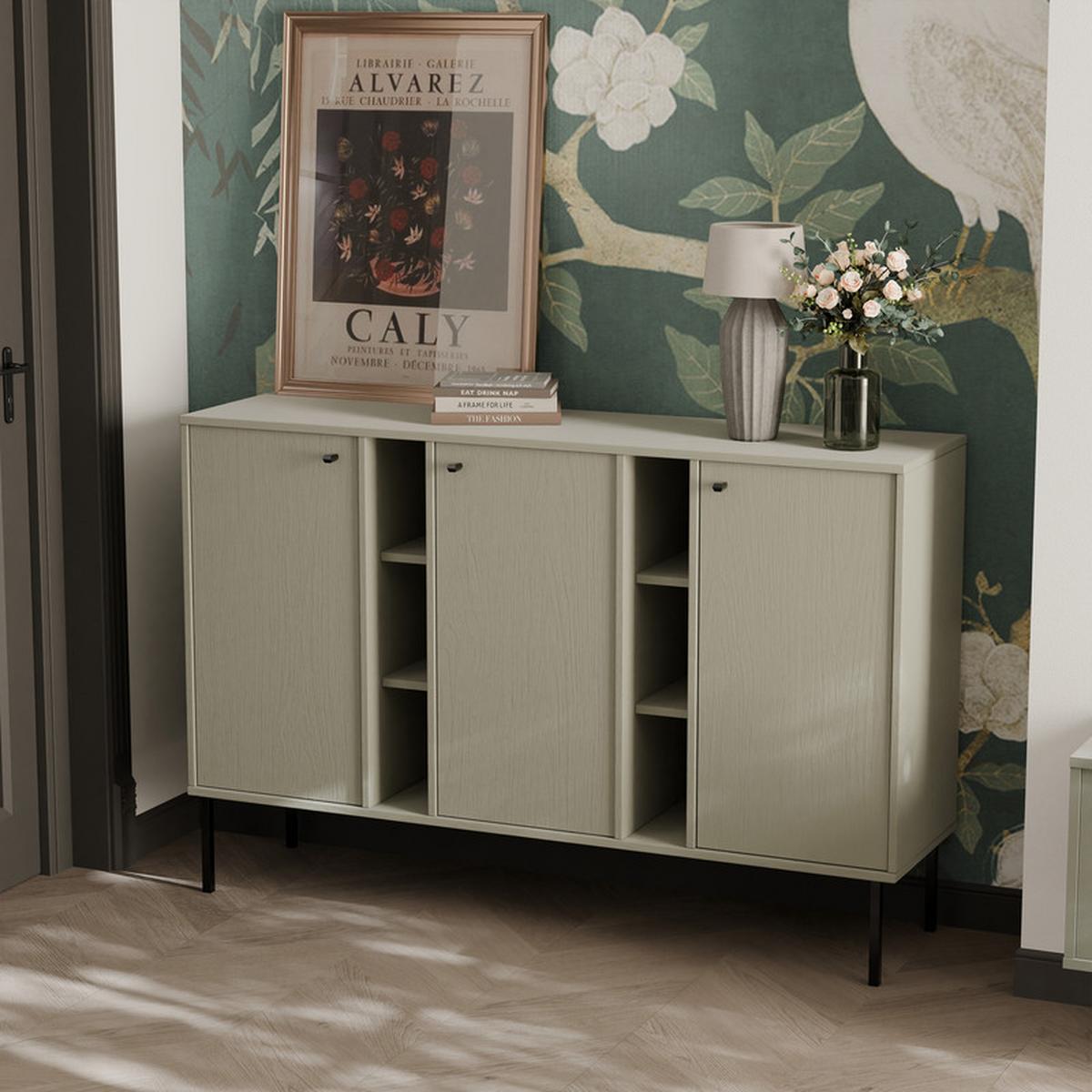 KOMMODE FLOW 157/41/95 cm, Eukalyptus - Eukalyptusholzfarben, Holzwerkstoff/Metall (157.7/95/40.8cm) - Idohome