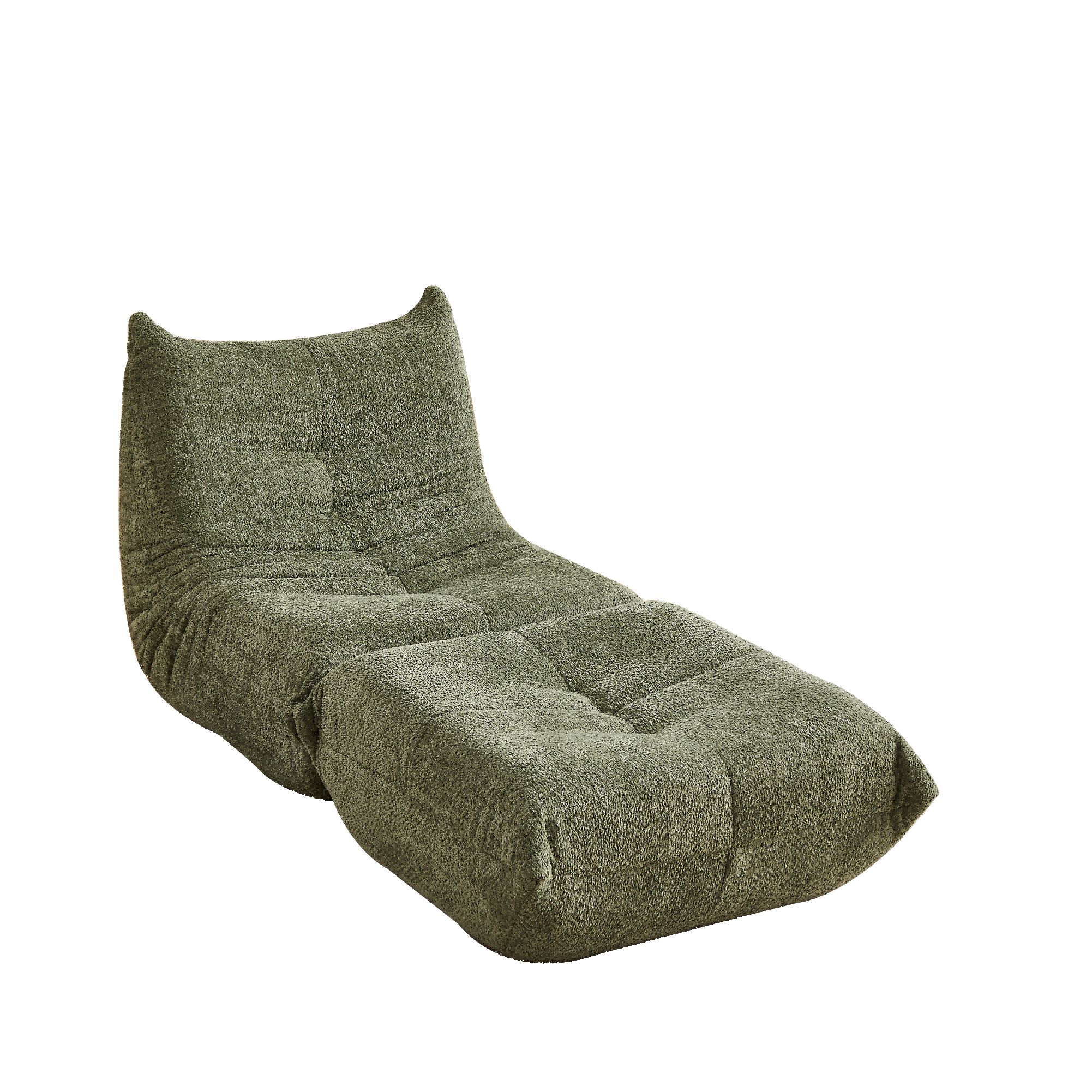 SESSEL Chenille Stil mit Fußhocker & ergonomisch - Grün, Textil (94/71/185cm) - Urban Meuble