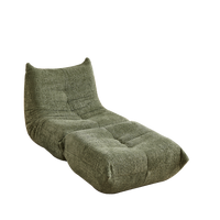 SESSEL Chenille Stil mit Fußhocker & ergonomisch - Grün, Textil (94/71/185cm) - Urban Meuble