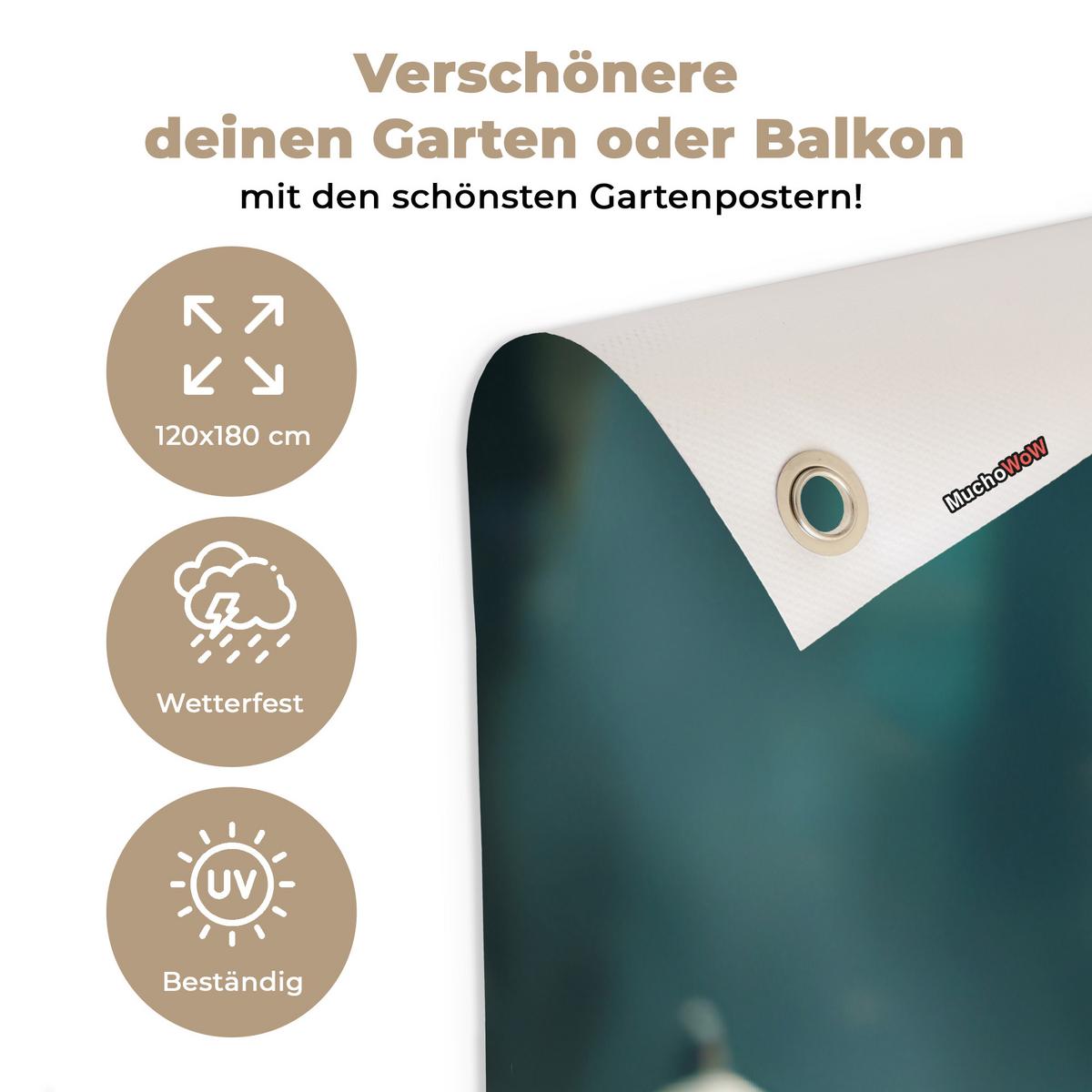 GARTENPOSTER Buddha - Statue - Buddha - Zen - Kunst - Buddha Bild 120x180 cm - Dunkelgrau, Kunststoff (120/180/0.2cm) - OnlyWow