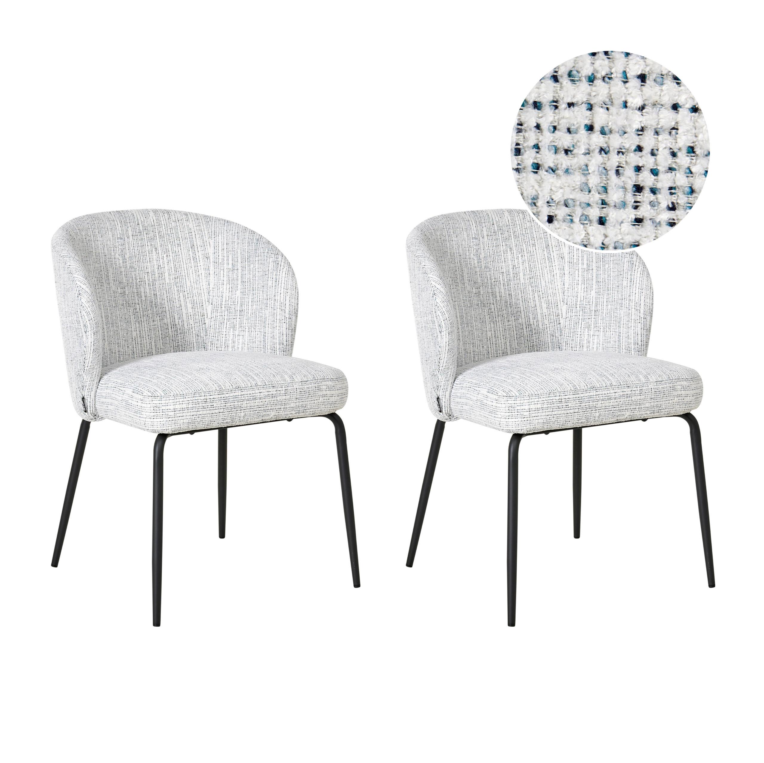 ESSZIMMERSTUHL 2er-Set Weiß/Blau Zana - Blau/Weiß, Textil (55/81/56cm) - Beliani