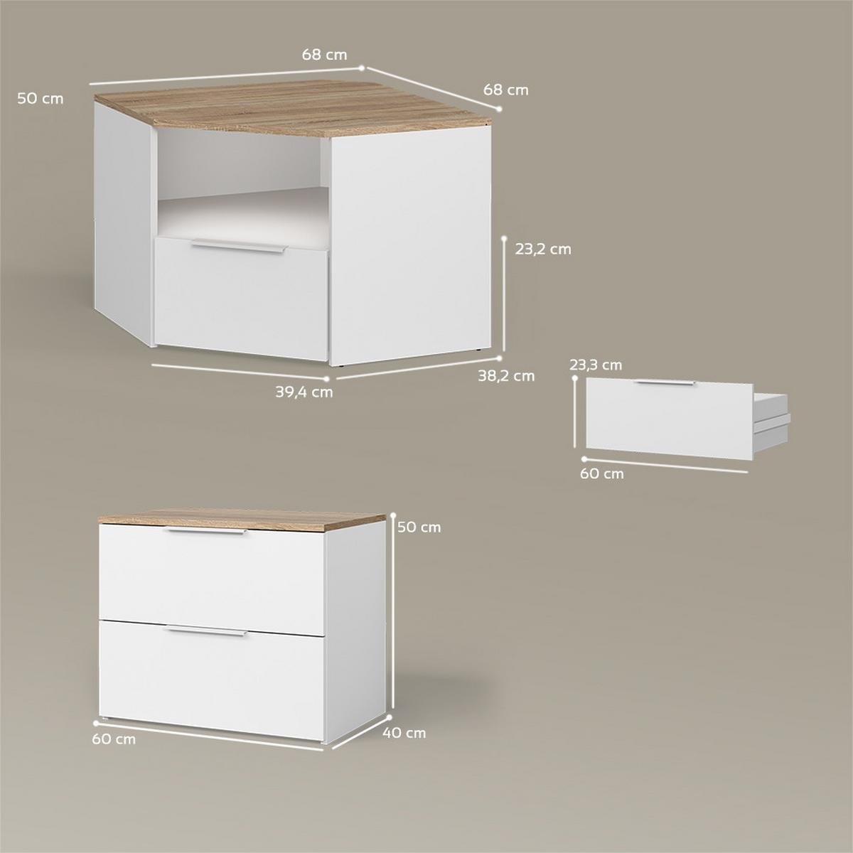 WOHNWAND Piave Weiß 3 Teile - Weiß, Holzwerkstoff (68/50/38.2cm) - Livinity®