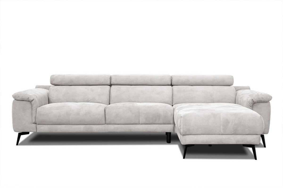 ECKSOFA FIERO 4-Sitzer, ecru - Ecru/Schwarz, Holzwerkstoff/Textil (288/170cm) - Wozimo