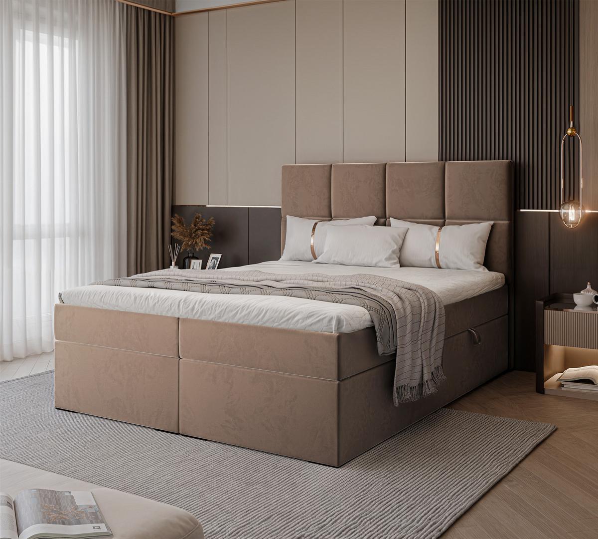 BOXBETT 120x200 cm mit Topper - Braun, Textil (120/200cm) - Idohome