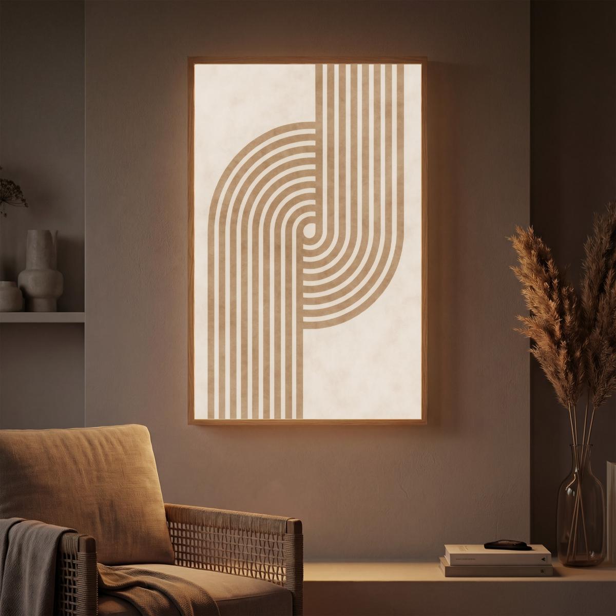 WANDLEUCHTE MIT AKKU Symmetrische Biegung - kupferfarbig 60x90 cm - Beige, Holzwerkstoff (60/90/8cm) - OnlyWow