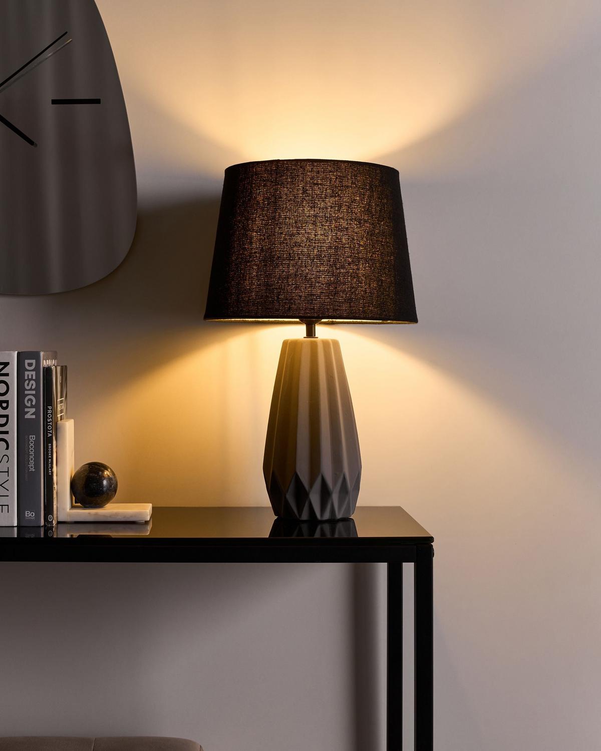 TISCHLAMPE Keramik Grau Montagua - Dunkelgrau/Schwarz, Keramik (28/28/46cm) - Beliani