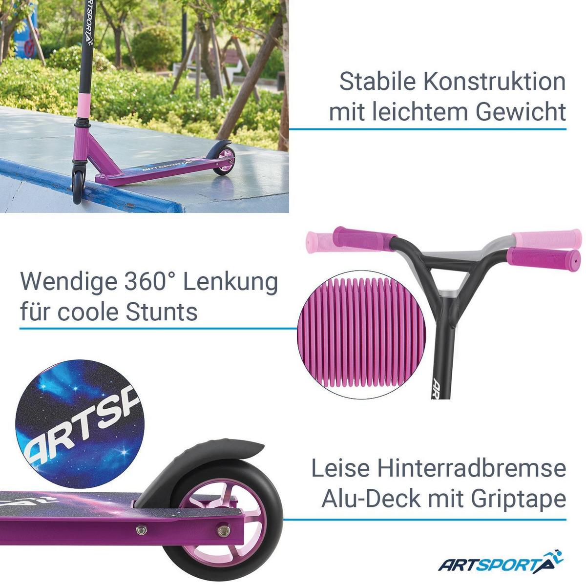 STUNTSCOOTER Galactic Cruiser - Rosa, Metall (66/47/84cm) - Artsport