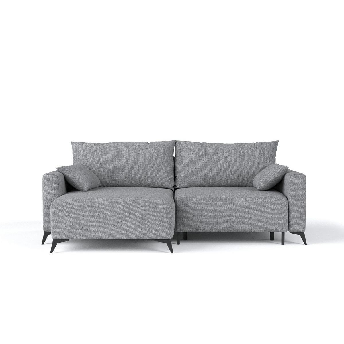 ECKSOFA NUVIO mit Schlaffunktion Grau im Neve Stoff - Schwarz/Grau, Holz/Holzwerkstoff (239/148cm) - AltaBeds