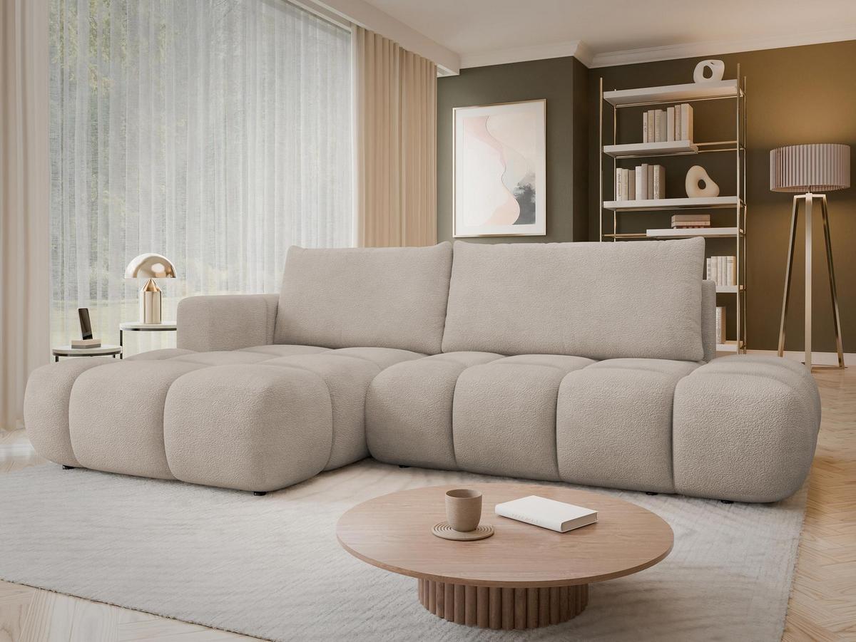 ECKSOFA Soffi, Seite: Links - Beige/Schwarz, Holz/Kunststoff (283/166cm) - MIRJAN24