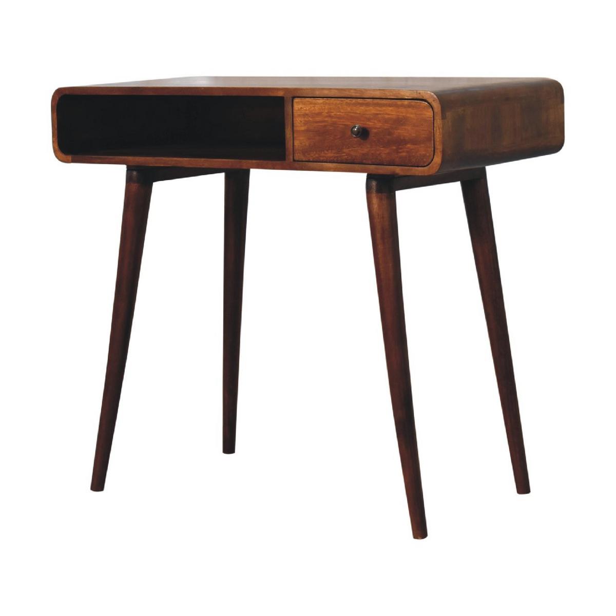 SCHREIBTISCHE aus Massivholz, 1 Schublade, 1 Offenes Fach, Braun - Kastanienfarben/Messingfarben, Holz/Metall (45/90/80cm) - Artisan Furniture