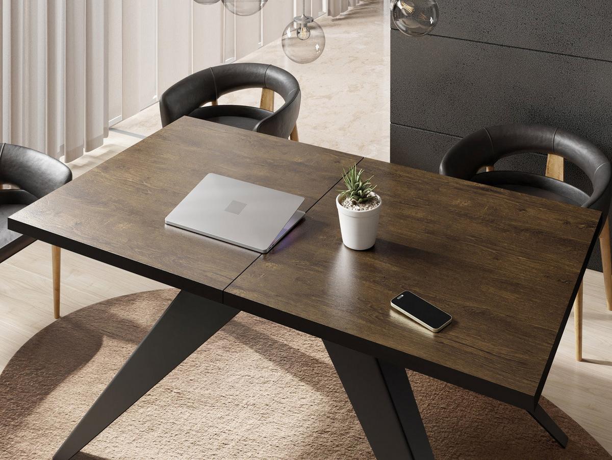 ESSTISCH Vance rechteckig ausziehbar, Lefkas Eiche 140-240/80/76 cm - Alteiche/Schwarz, Holzwerkstoff/Metall (80/240/76cm) - WFL GROUP