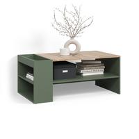 COUCHTISCH Piave Grün mit Regalen - Grün, Holzwerkstoff (55/100/42cm) - Livinity®
