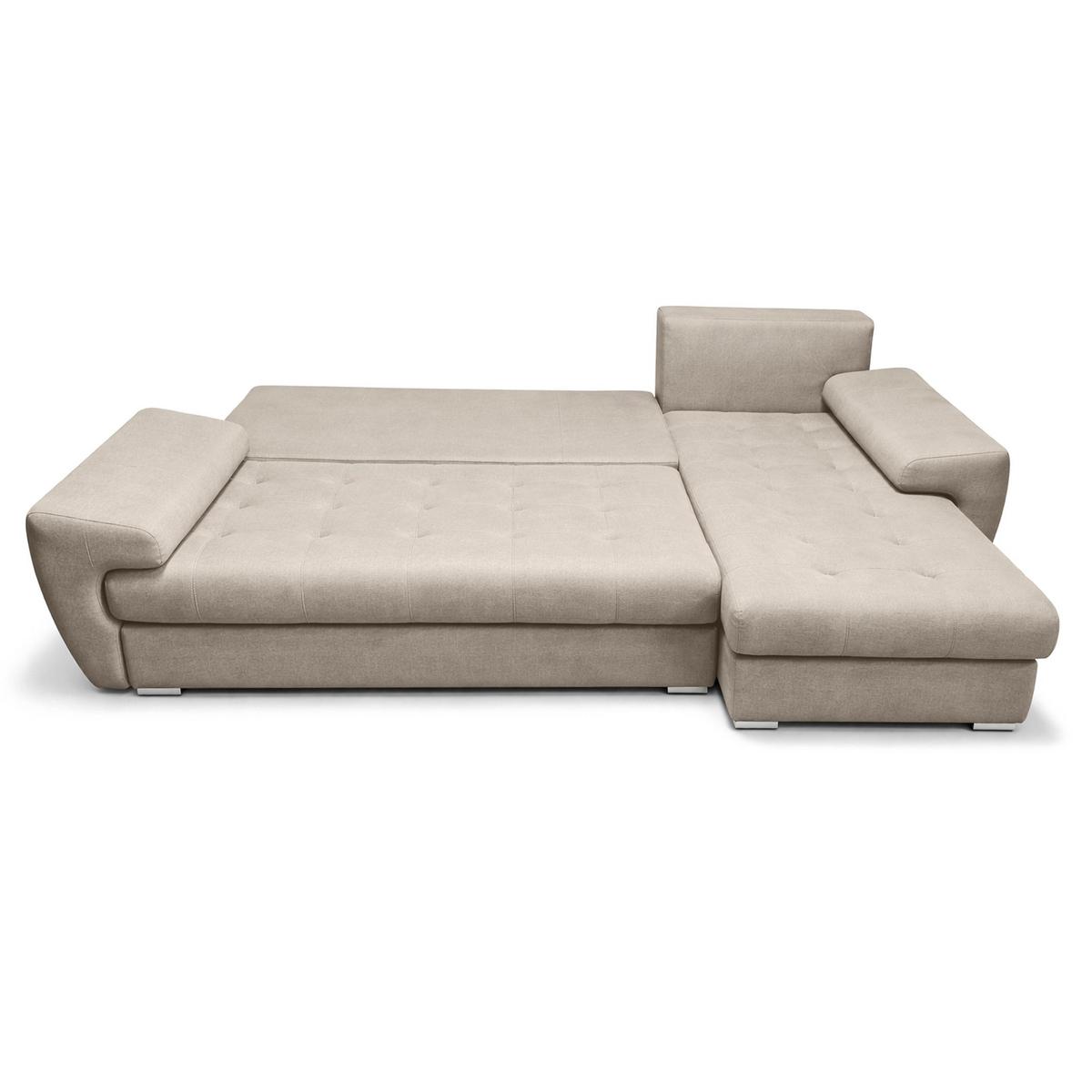 ECKSOFA L Form Manisa Beige 234/145/83 cm Rechts mit Schlaffunktion - Beige/Silberfarben, Kunststoff/Textil (234/145cm) - AX Living