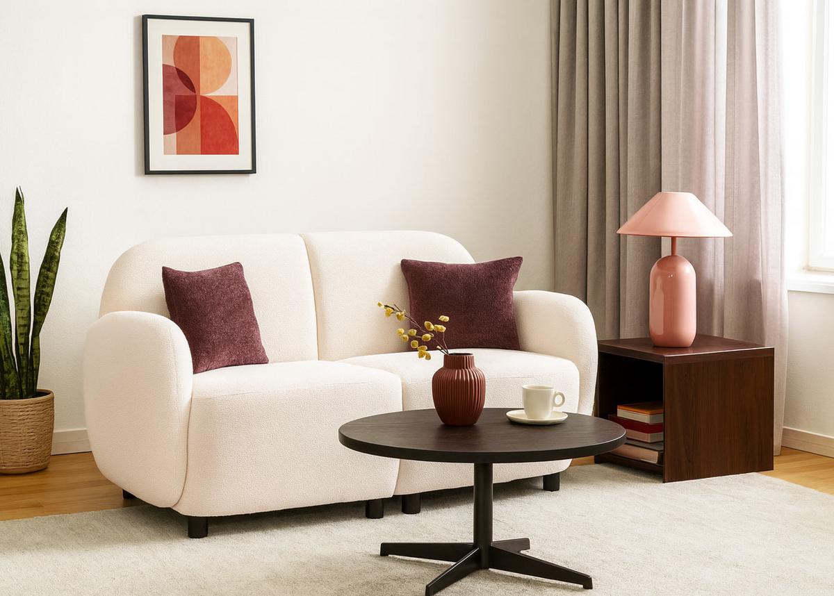 2ER-SOFA Cremeweiß - Creme, Textil (148/77/79cm) - MCW