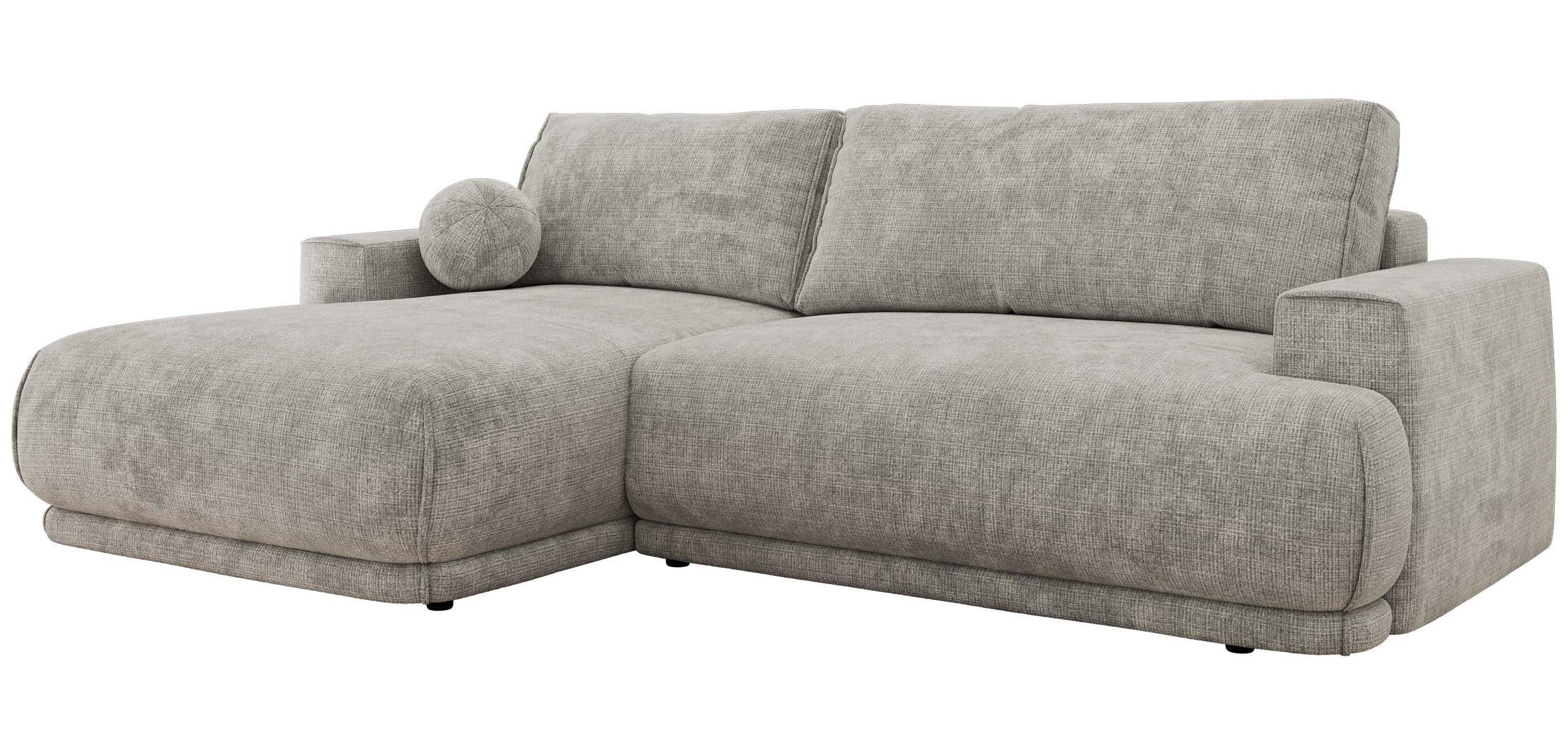 ECKSCHLAFSOFA RINA L Hellgrau Schenille grob gewebt - links - Hellgrau/Schwarz, Kunststoff/Textil (267/170cm) - MKS