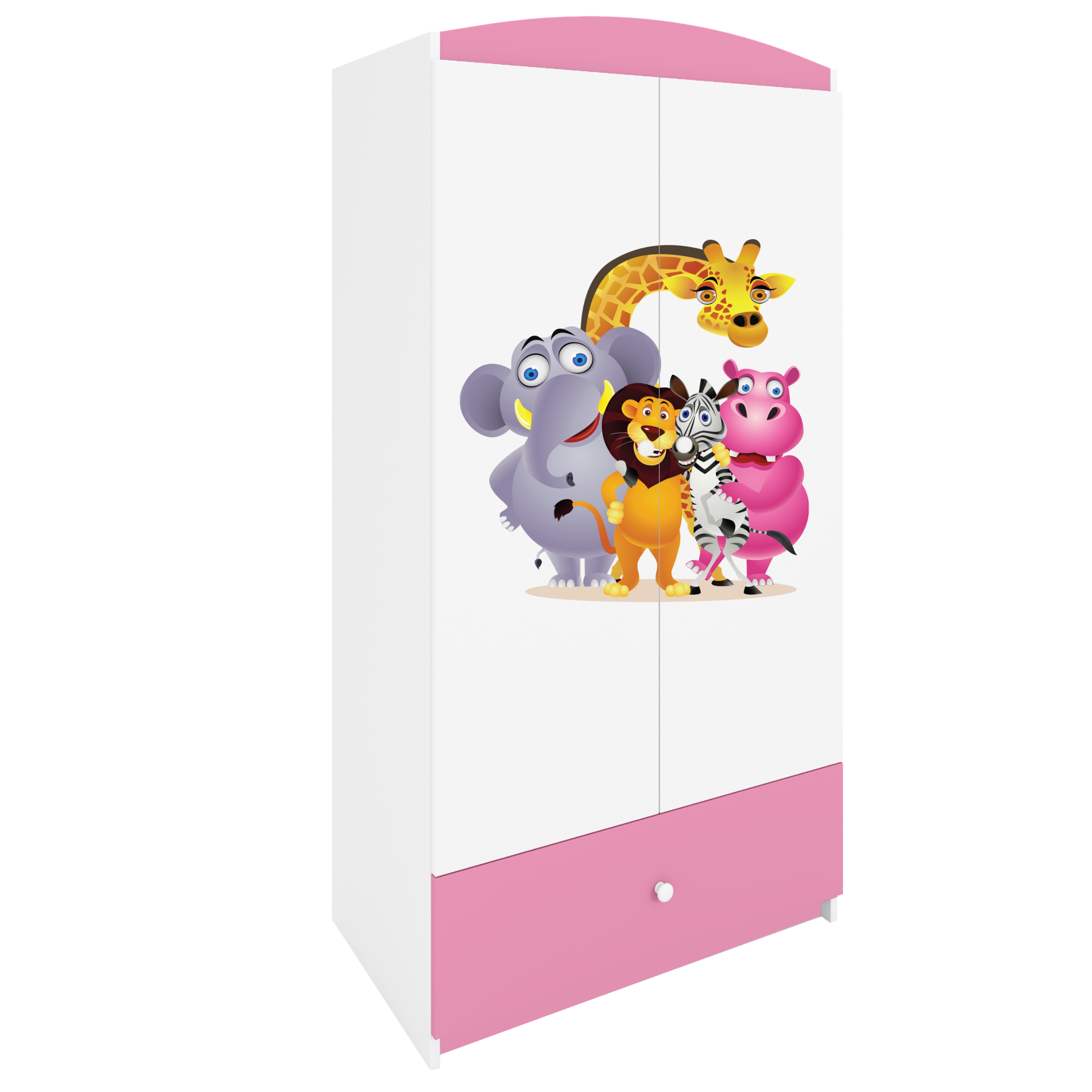 KINDERKLEIDERSCHRANK ZOO - Hellrosa, Holzwerkstoff (90/175/52cm) - RAUMHIRSCH FURNITURE