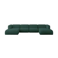 WOHNLANDSCHAFT MIRA-U2 408x179x70 Grün Velours - Dunkelgrün/Schwarz, Holzwerkstoff/Kunststoff (408/70/179cm) - ALTDECOR