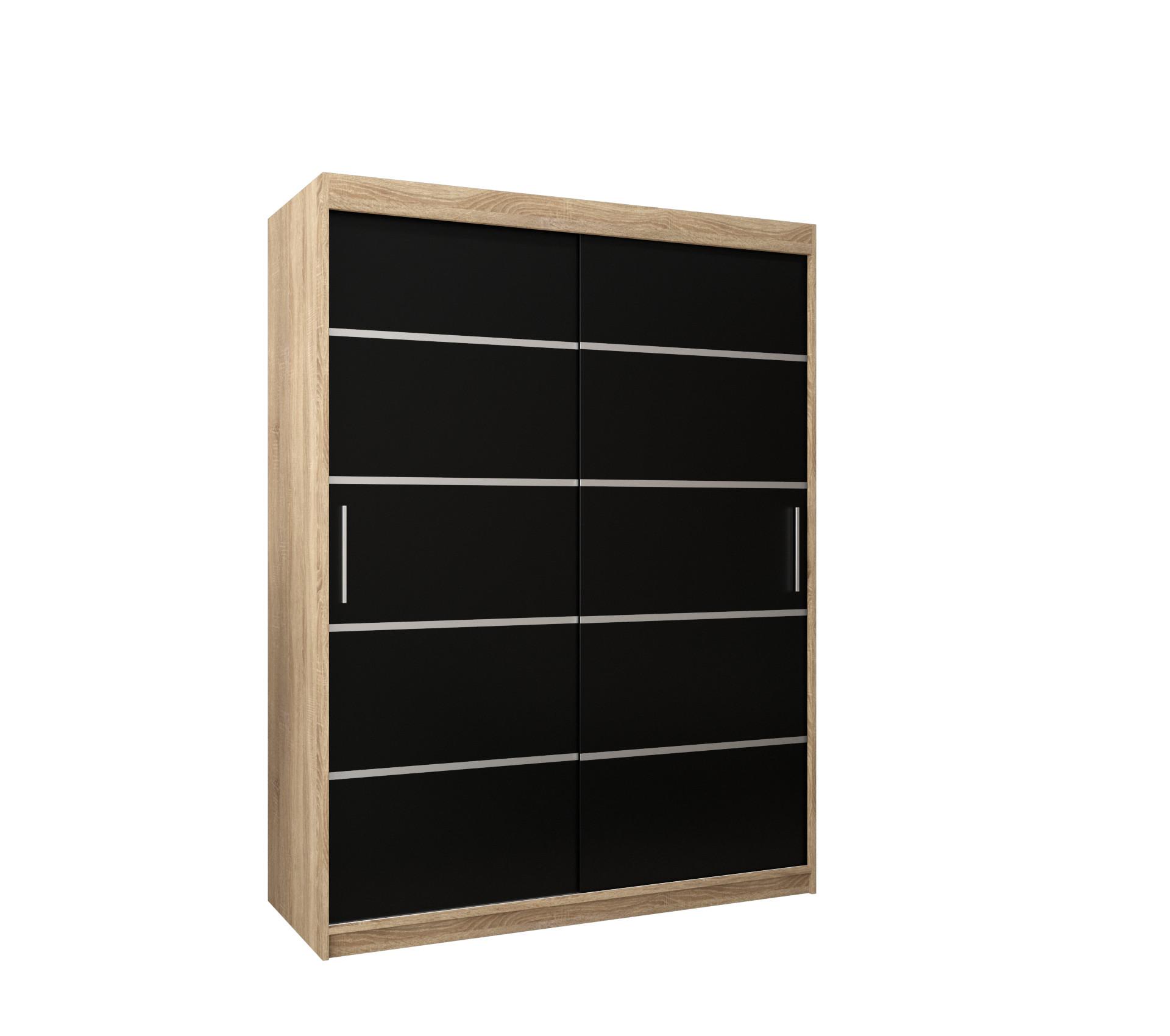 SCHWEBETÜRENSCHRANK 200/150/62 2-türig - Silberfarben/Sonoma Eiche, Holz/Kunststoff (150/200/62cm) - MÖBEL KRYSPOL